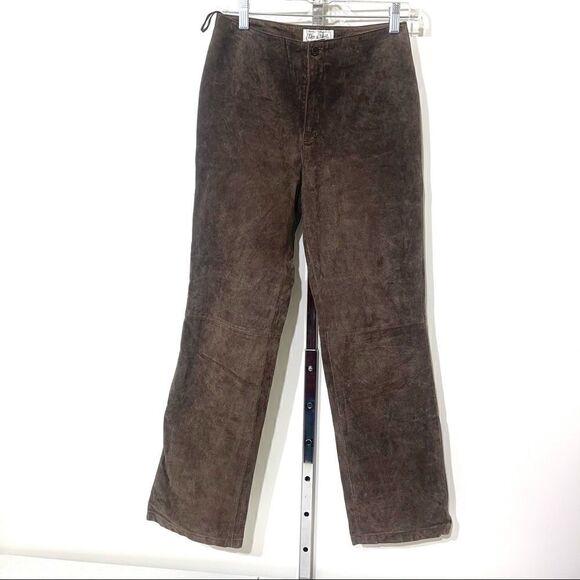 Live A Little brown suede pants jeans EUC size 4 leather - Picture 5 of 13